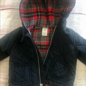 Carter’s 3 Mo Hooded Quilted Jacket Flannel Plaid Lining